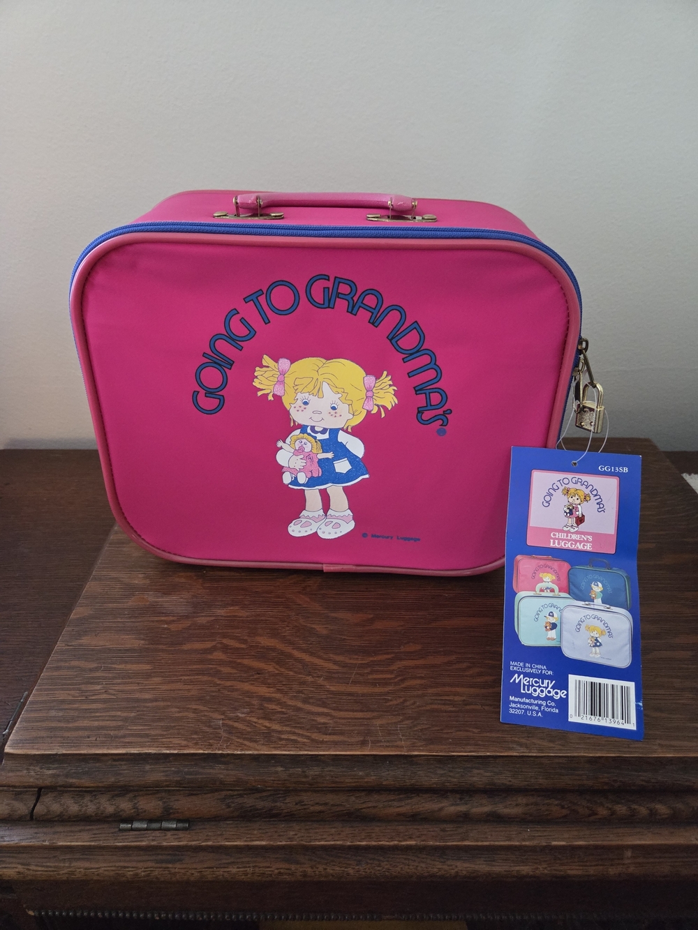 Vintage 80's 'Going to Grandma's' Pink Kids Travel Case NWT